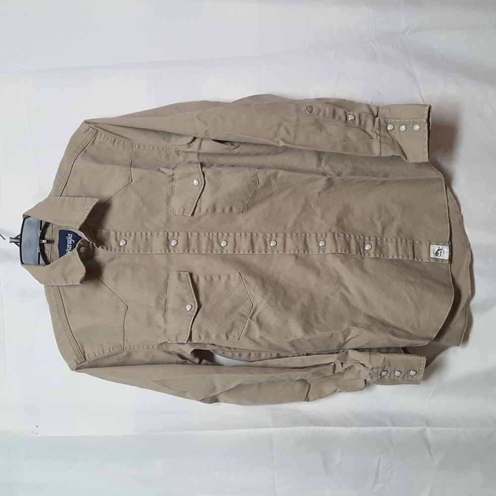 Wrangler small tan button down long sleeve